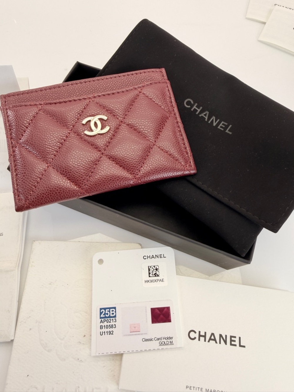 Chanel Caviar Quilted Card Holder Burgundy - Picture 2 of 11